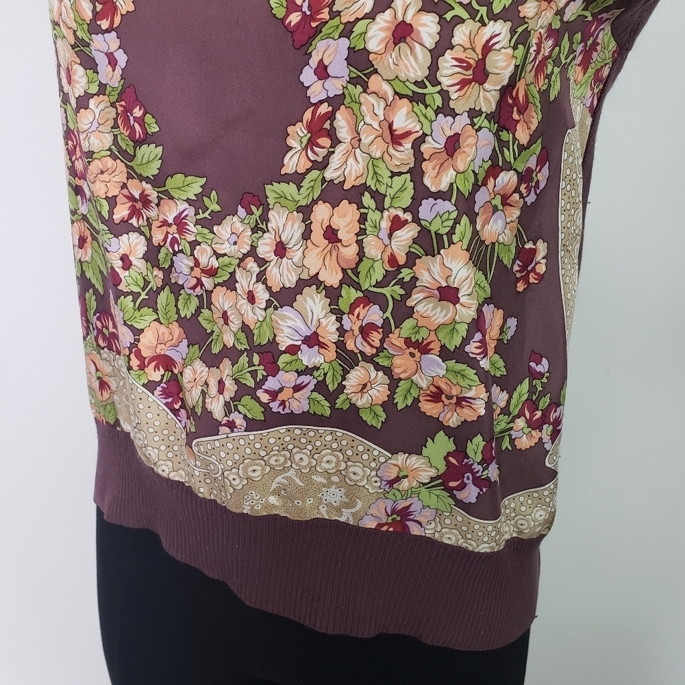 Whistles brown floral silk cashmere sleeveless sweater - Picture 3 of 6